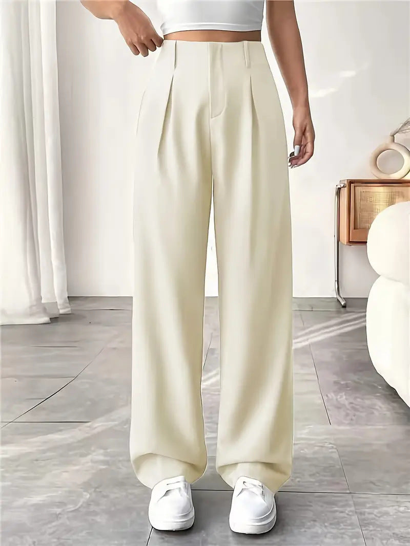 Damen Elegante Bundfaltenhose mit weitem Schnitt