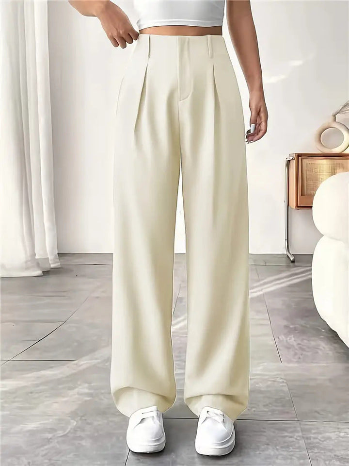 Damen Elegante Bundfaltenhose mit weitem Schnitt