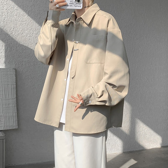 Unisex Oversize Hemdjacke im minimalistischen Utility-Look mit Brusttasche und verdeckter Knopfleiste Nord Taschen