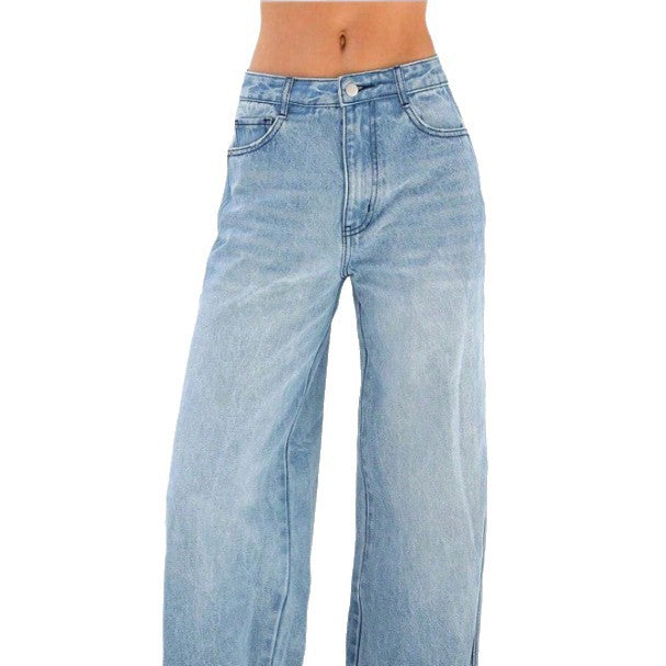 Damen weite High-Waist Jeanshose im Palazzo-Stil Nord Taschen