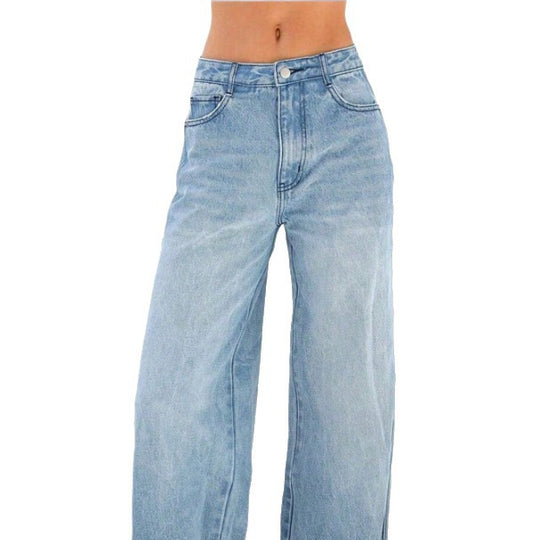 Damen weite High-Waist Jeanshose im Palazzo-Stil Nord Taschen