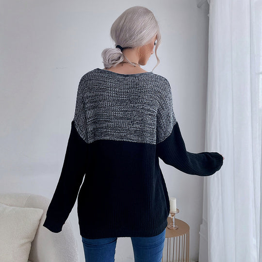 Damen Lässiger Strickpullover mit asymmetrischem Design Nord Taschen