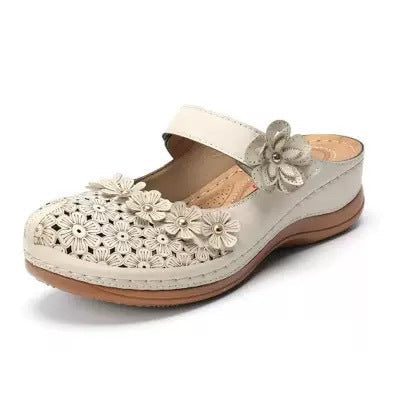 Damen bequeme Clogs mit floralem Dekor und ergonomischem Fußbett
