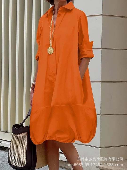 Damen lässiges Hemdkleid mit praktischen Seitentaschen und einem luftigen Schnitt