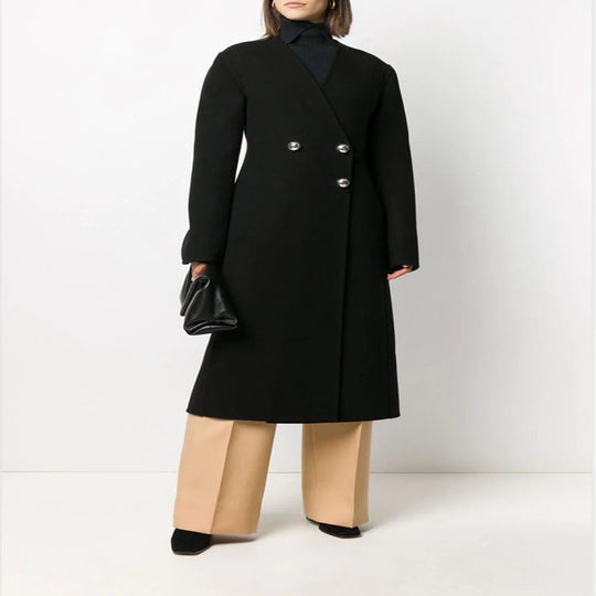 Damen Einreihiger Midimantel im Clean‑Tailoring mit dezenten Metallknöpfen und taillierter Naht Nord Taschen