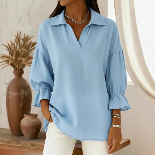 Damen Lässige und elegante Bluse mit weiten Ärmeln Nord Taschen