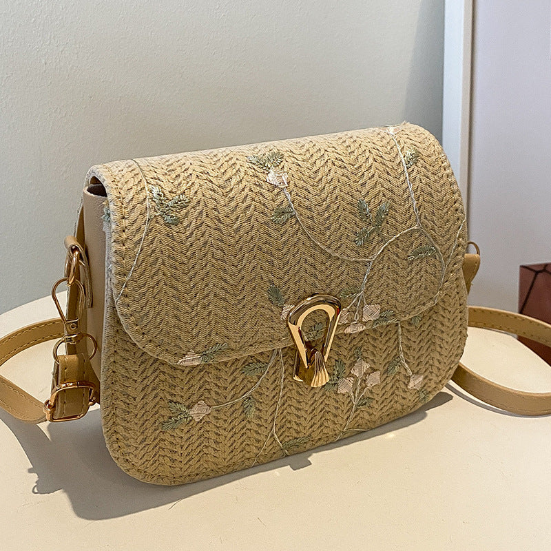 Damen Umhängetasche mit floralen Stickereien und hochwertigem geflochtenem Design Nord Taschen