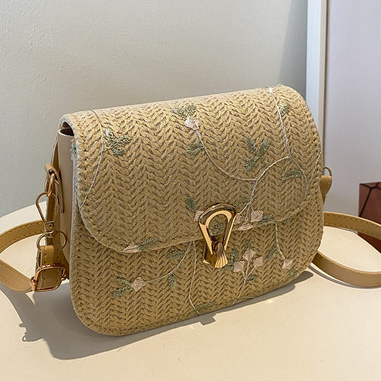 Damen Umhängetasche mit floralen Stickereien und hochwertigem geflochtenem Design Nord Taschen