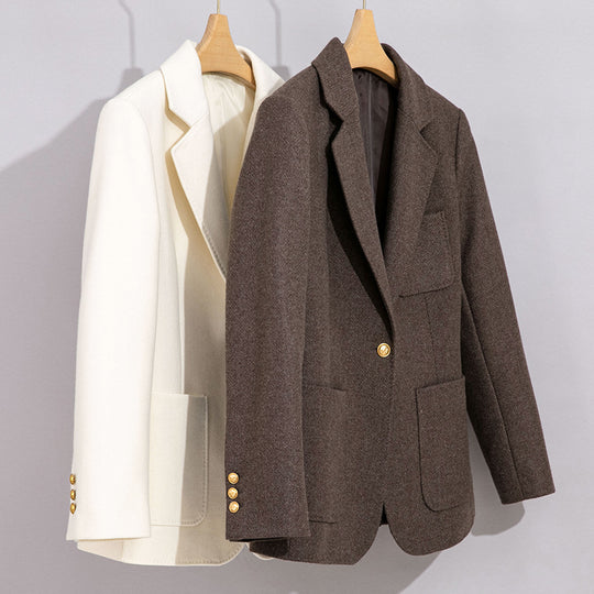 Damen Eleganter Wollblazer mit aufgesetzten Taschen Nord Taschen