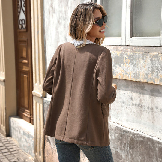 Damen Elegante Blazerjacke mit Spitzenakzenten Nord Taschen