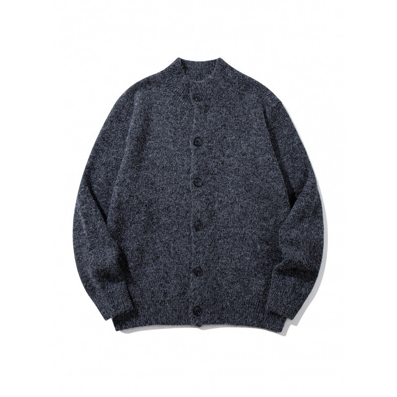 Unisex Boxy-Mohair‑Mix‑Cardigan mit halbhohem Kragen und durchgehender Knopfleiste Nord Taschen