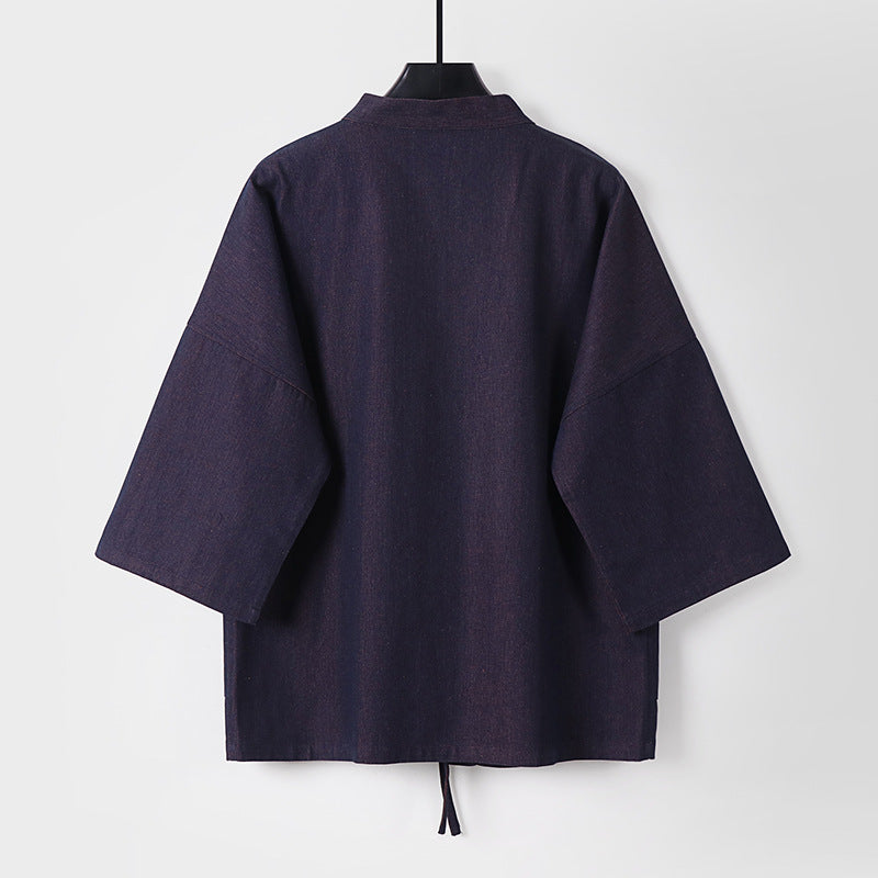 Unisex Leichte Denim-Kimono-Jacke mit kontrastfutter und Bindeband Nord Taschen
