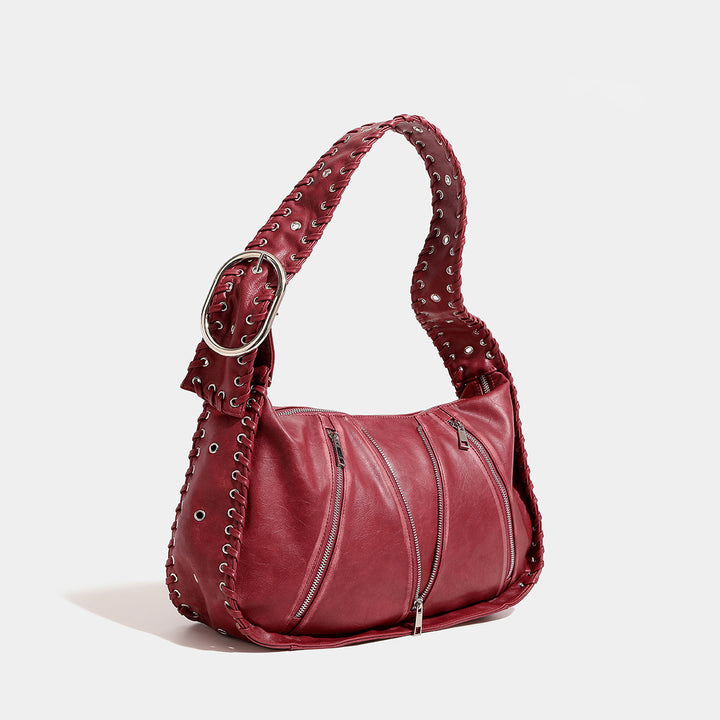 Damen Hobo-Tasche aus weichem Kunstleder mit geflochtenem Schulterriemen Nord Taschen