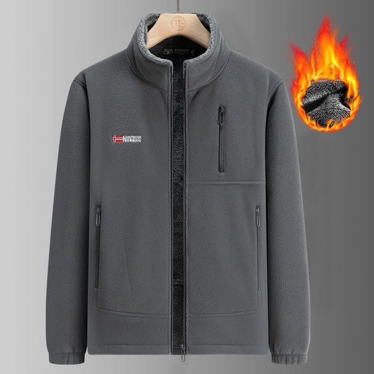 Herren Fleecejacke mit Teddyfutter, Stehkragen und mehreren Reißverschlusstaschen Nord Taschen