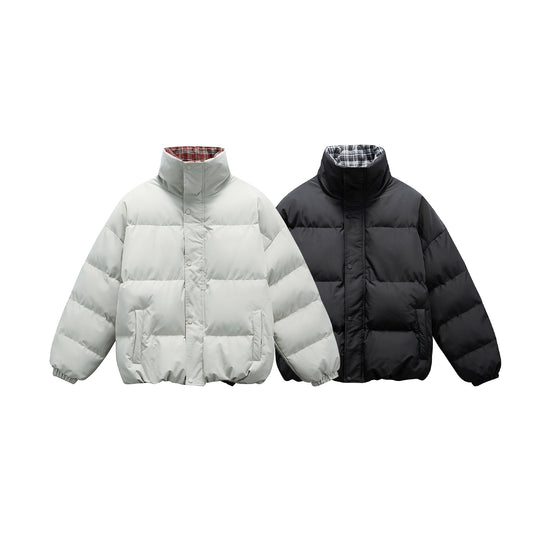 Unisex Kurzboxy wattierte Isolationsjacke mit extra hohem Stehkragen und kariertem Innenfutter Nord Taschen