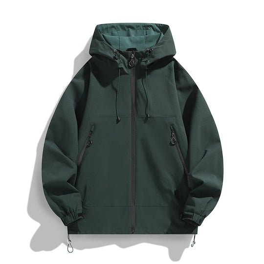 Herren Technische Wind- und Wasserabweisende Kapuzenjacke mit verstellbarem Saum Nord Taschen