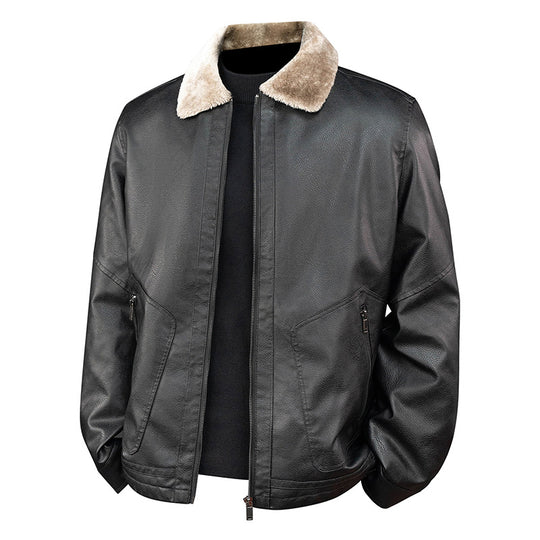 Herren Aviator-Bomberjacke in Nappa-Optik mit Teddy-Innenfutter und Reißverschlusstaschen Nord Taschen