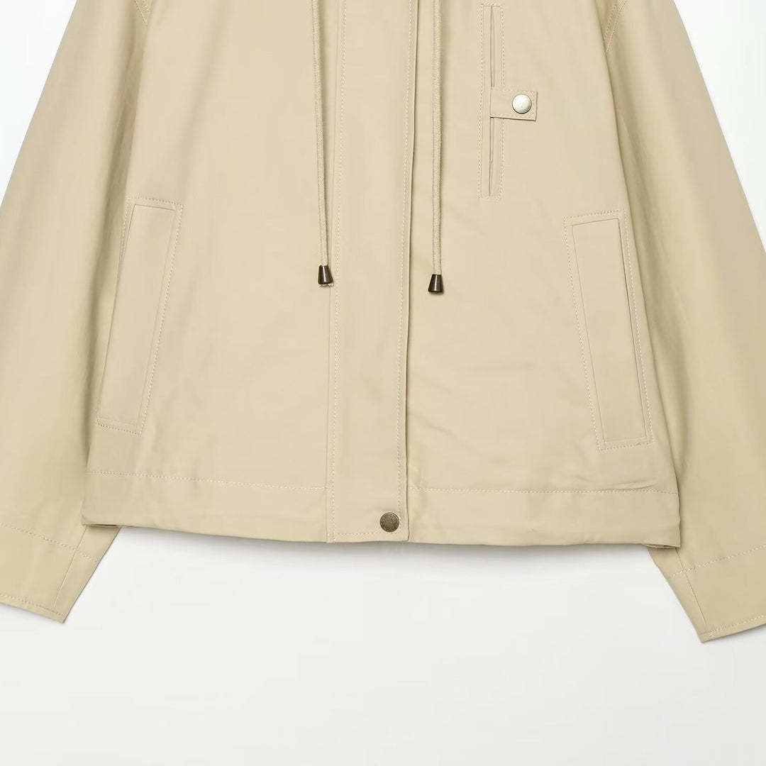 Damen Kurze Kapuzenjacke mit Tunnelzug, verdeckter Druckknopfleiste und aufgesetzten Taschen Nord Taschen