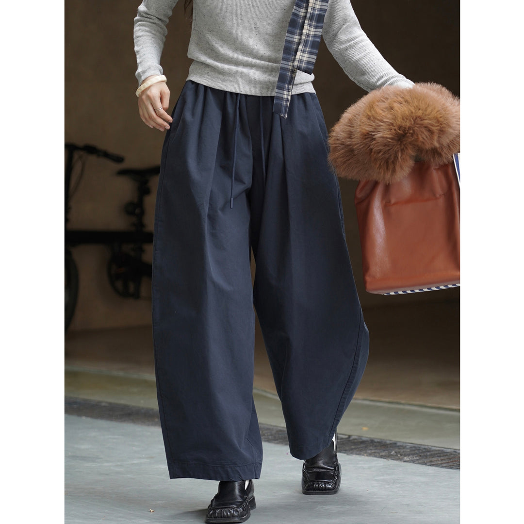 Damen Weite High‑Waist Cargo-Harem-Hose mit elastischem Bund und großen aufgesetzten Taschen Nord Taschen