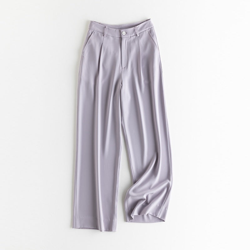 Damen Weite Hochtaillierte Satinhose mit Bundfalten und Eingrifftaschen Nord Taschen