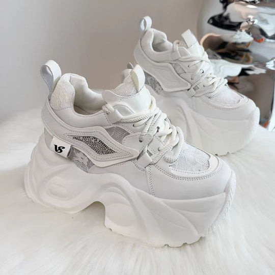 Damen Plateau Sneakers mit atmungsaktiver Mesh-Oberfläche und komfortabler Dämpfung Nord Taschen