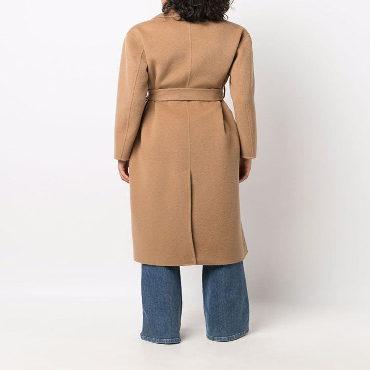 Damen Midi-Wickelmantel aus Woll-Kaschmirmix mit Schalkragen und Bindegürtel Nord Taschen