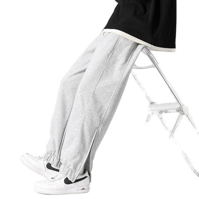 Herren weite Jogginghose mit seitlichem Reißverschluss‑Schlitz, elastischem Bund & Kordelzug Nord Taschen