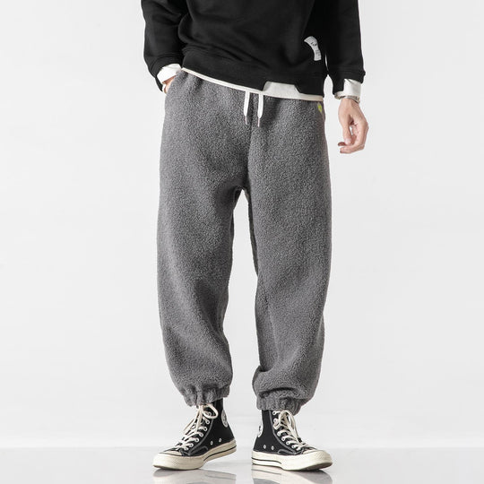 Herren Teddy-Fleece-Jogginghose mit elastischem Bund, Kordelzug und Bündchen Nord Taschen