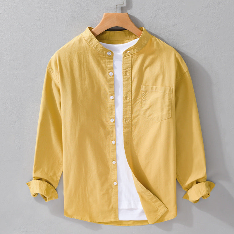 Herren Stehkragen-Overshirt aus Baumwollmix mit tonaler Brusttasche und Soft‑Touch Nord Taschen