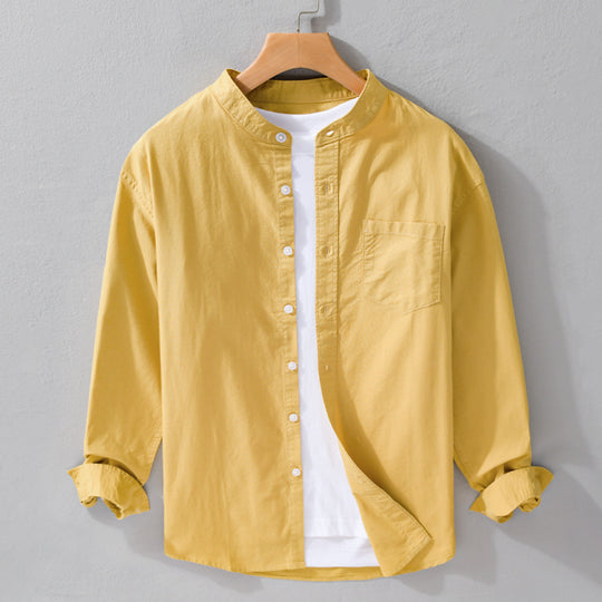 Herren Stehkragen-Overshirt aus Baumwollmix mit tonaler Brusttasche und Soft‑Touch Nord Taschen