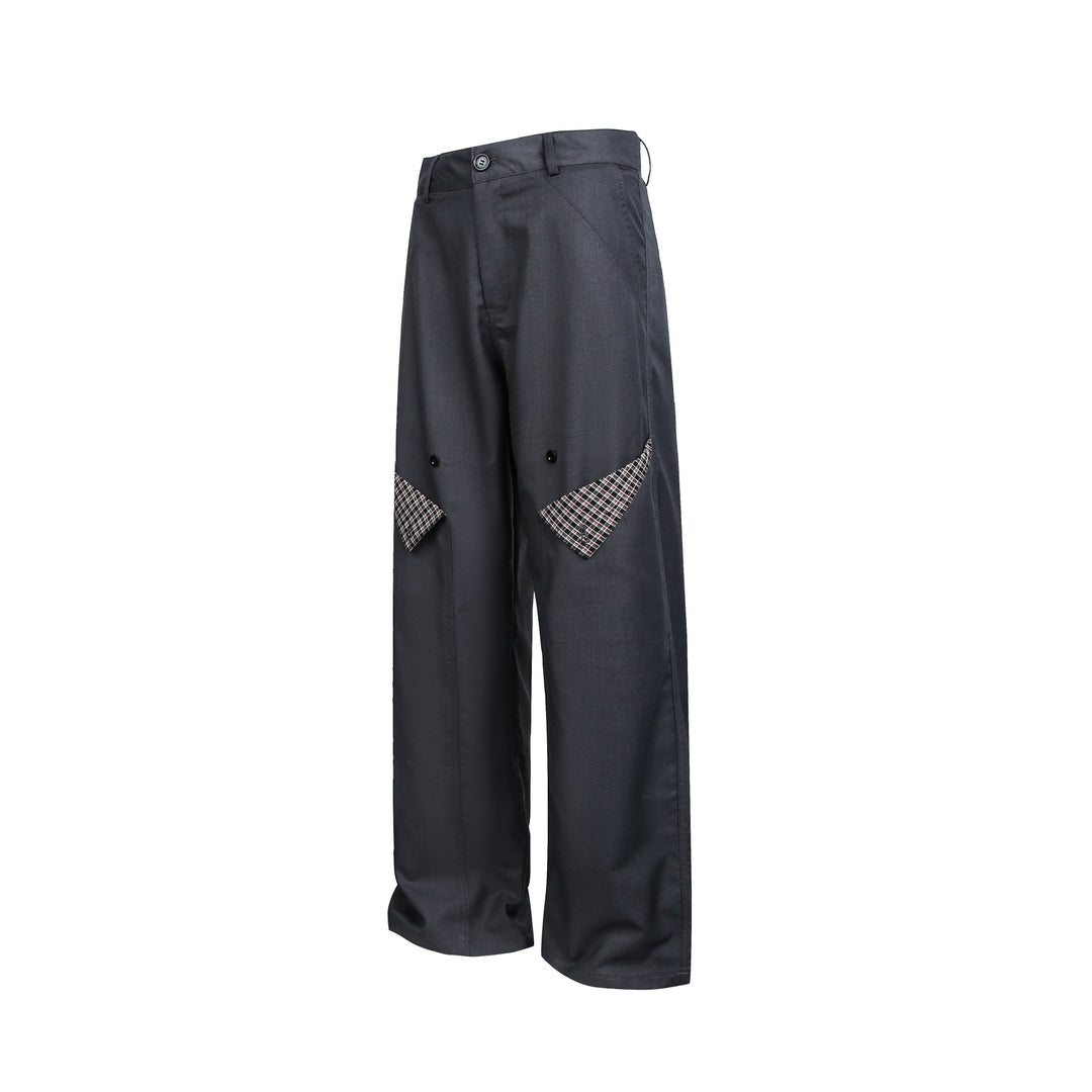 Damen Hochgeschnittene weite Cargohose mit Karomuster‑Pattentaschen Nord Taschen