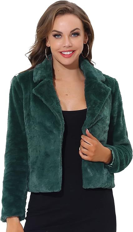 Damen Kurzblouson aus samtigem Faux‑Fur mit fallendem Revers und figurfreundlichem Cropped‑Schnitt Nord Taschen