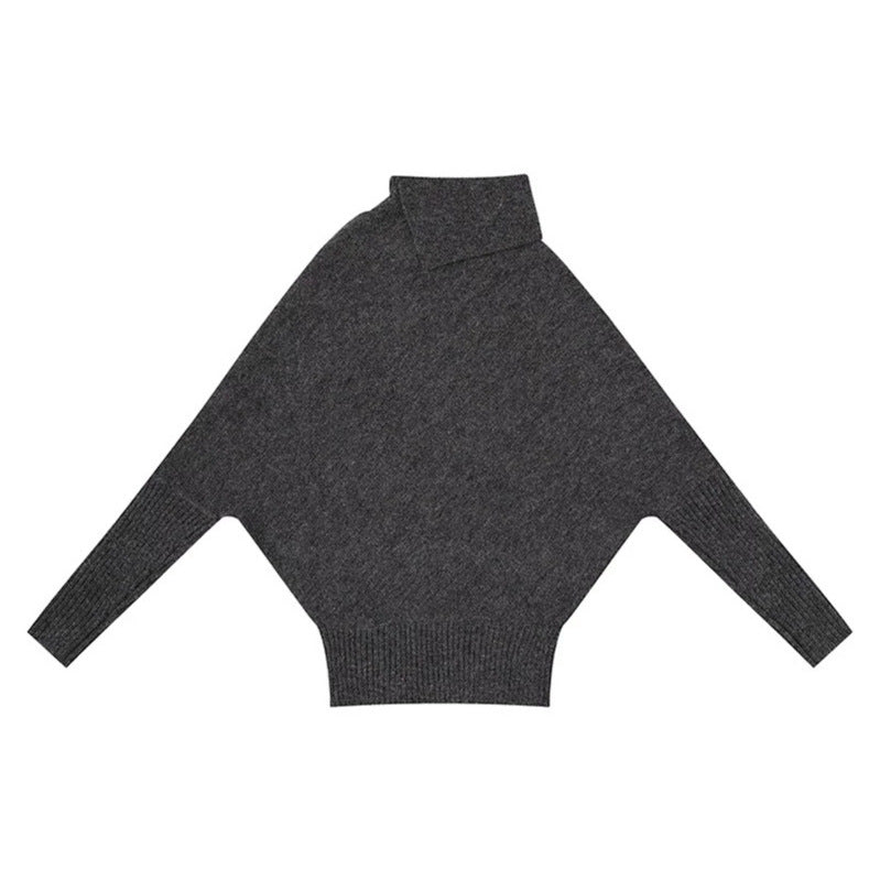 Damen Oversize-Pullover mit Rollkragen, asymmetrischer Schulter-Knopfleiste und Zopfstrick-Details Nord Taschen
