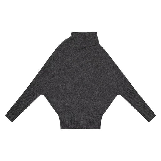 Damen Oversize-Pullover mit Rollkragen, asymmetrischer Schulter-Knopfleiste und Zopfstrick-Details Nord Taschen