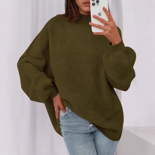 Damen Weicher Oversized Pullover Nord Taschen