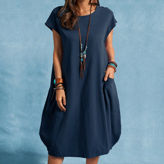 Damen luftiges Sommerkleid mit praktischen Taschen und modernem Schnitt