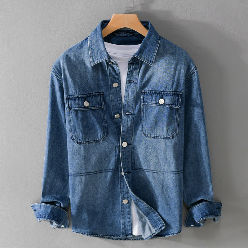 Herren Denim-Utility-Hemdjacke mit Brusttaschen und legerer Passform Nord Taschen