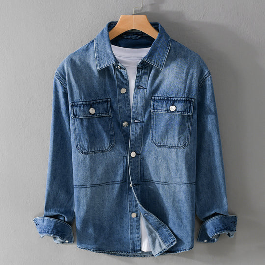 Herren Denim-Utility-Hemdjacke mit Brusttaschen und legerer Passform Nord Taschen