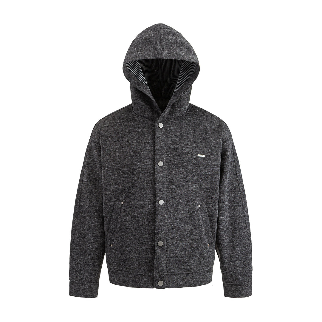 Unisex Kurz geschnittene Boxy-Kapuzenjacke aus Sweat mit Druckknopfblende und Eingrifftaschen Nord Taschen