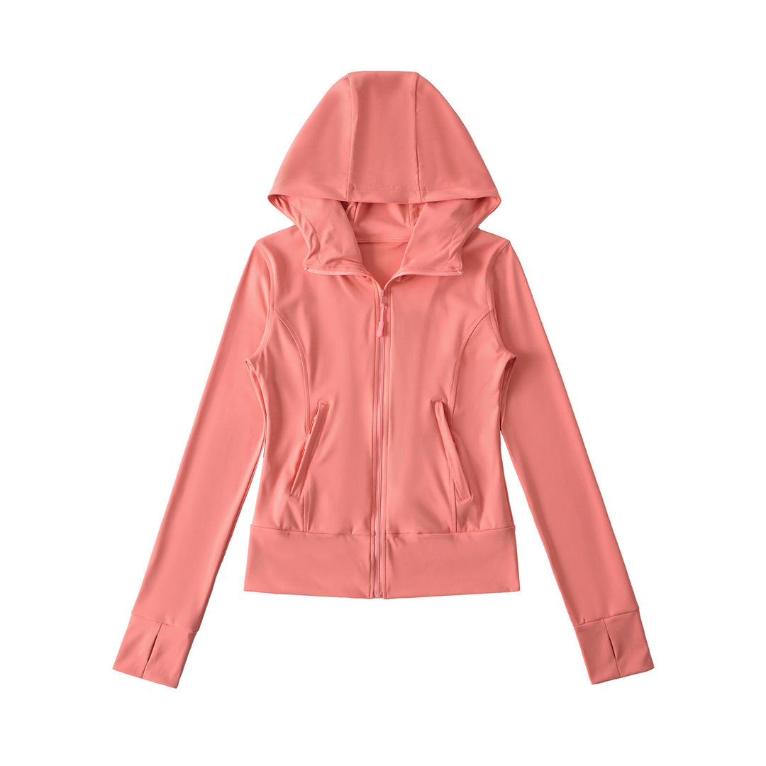 Damen Kapuzen-Sportjacke mit durchgehendem Reißverschluss, taillierter Passform und integrierten Reißverschlusstaschen Nord Taschen