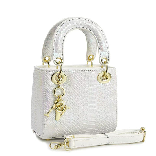 Damen elegante Mini-Handtasche im modernen Schlangenleder-Look mit abnehmbarem Tragegurt Nord Taschen