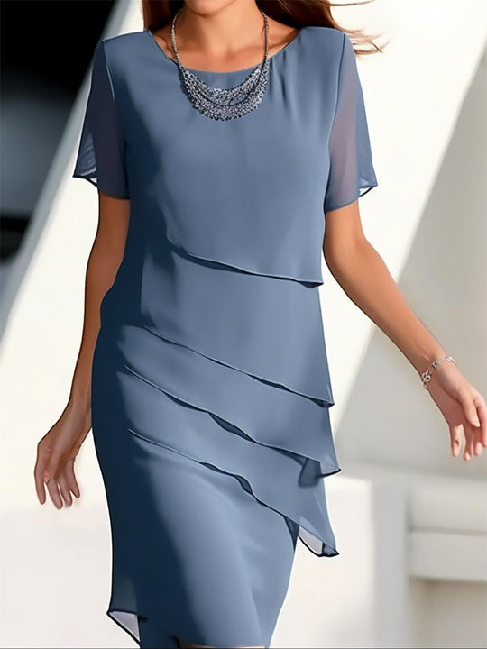 Damen elegantes Wickelkleid mit Schichten