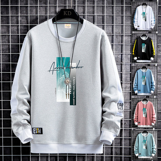 Herren Sportlich‑urbanes Rundhals‑Sweatshirt mit Kontrastärmeln, gerippten Bündchen & frontalem Grafikprint Nord Taschen
