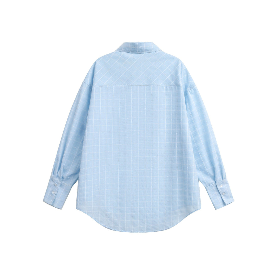 Damen Oversize-Bluse mit feinem Karomuster, Drop-Shoulder und verlängerter Rückenpartie Nord Taschen