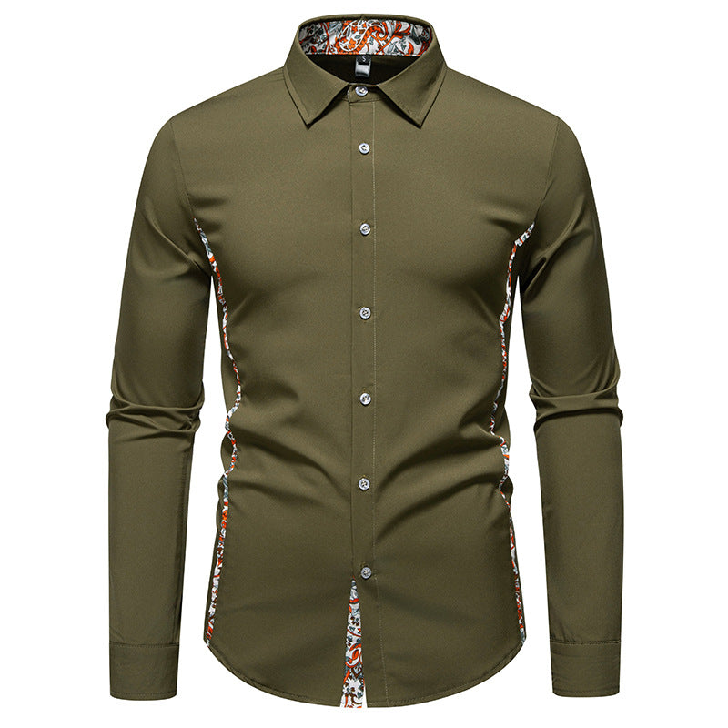 Herren Elegantes tailliertes Business-Hemd mit kontrastierter Innenblende und Paisley-Detail Nord Taschen