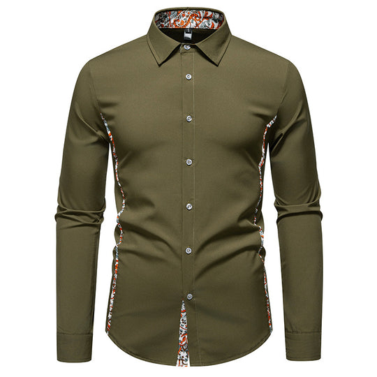 Herren Elegantes tailliertes Business-Hemd mit kontrastierter Innenblende und Paisley-Detail Nord Taschen
