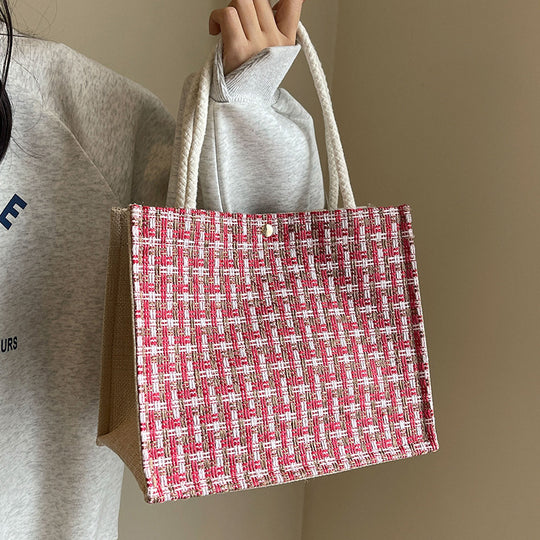Damen Jute-Einkaufstasche mit modernem Gewebemuster Nord Taschen