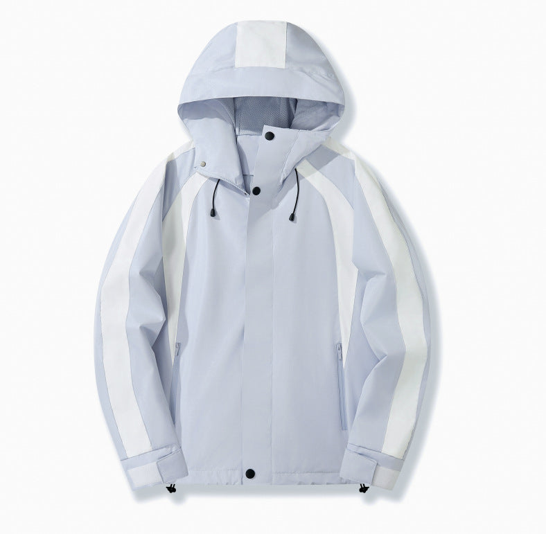 Damen Leichte Kapuzen-Regenjacke mit Kontraststreifen und Mesh‑Futter Nord Taschen