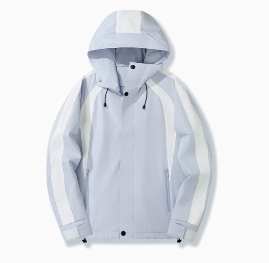 Damen Leichte Kapuzen-Regenjacke mit Kontraststreifen und Mesh‑Futter Nord Taschen