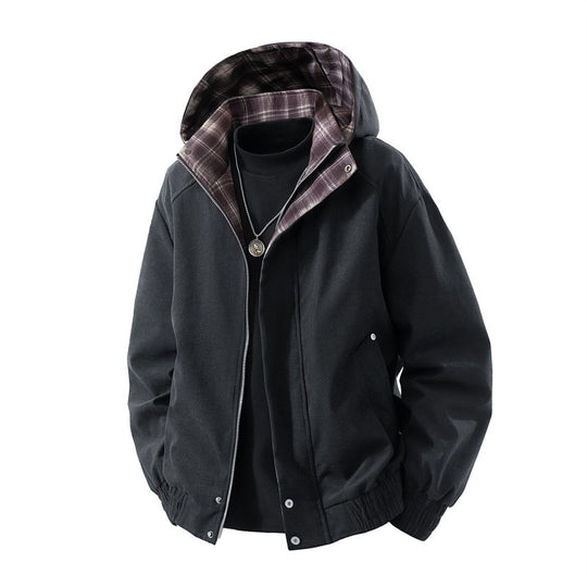 Herren Kapuzenjacke mit Karo-Futter Nord Taschen